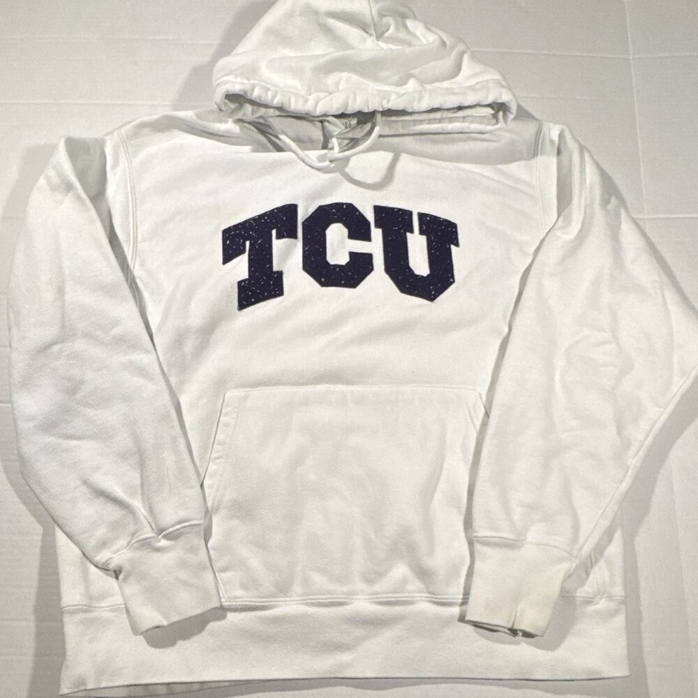 Champion TCU Horned Frogs White Pullover Hoodie Sweatshirt Size L